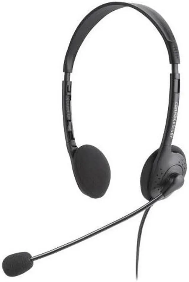 Alt view image 4 of 5 - Compucessory CCS15154 Lightweight Stereo Headphones with Microphone  71 in. Cord  BK