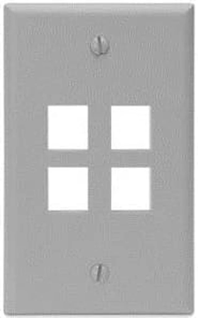 Alt view image 2 of 3 - Leviton Gray Quickport 4-Port Wallplate 41080-4GP