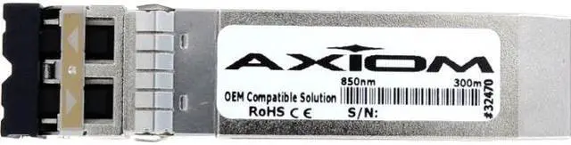 Main image of Axiom SFP+ Transceiver Modules are certified 100% compliant in all OEM applications. They are pre-configured with an application specific code to meet the requirement set forth by the router and switch OEMs. Axiom compatible transceivers pe