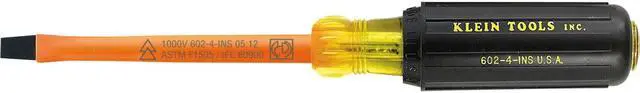 Alt view image 3 of 10 - KLEIN TOOLS 602-4-INS Insulated Screwdriver Slotted 1/4" 4 in Round