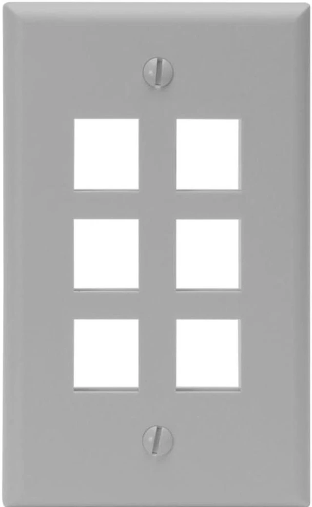 Main image of Leviton Gray Quickport 6-Port Wallplate 41080-6GP