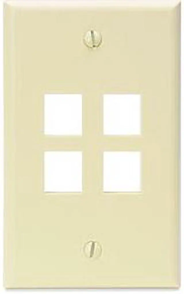 Main image of Leviton Almond Standard 1-Gang Quickport 4-Port Flush-Mount Wallplate 41080-4AP