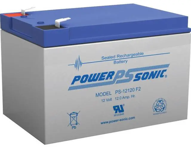 Alt view image 2 of 6 - Powersonic 12 Volt/12 Amp Hour Sealed Lead Acid Battery with F2 Terminals