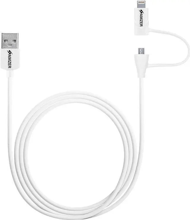 Alt view image 6 of 13 - Amzer MFi Certified Lightning to Micro USB Sync & Charge Cable (3.2 Feet/ 1 Meter) - White
