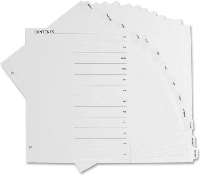 Alt view image 3 of 4 - Index Dividers,Punched,Jan-Dec,11"x8-1/2",12/ST,WE