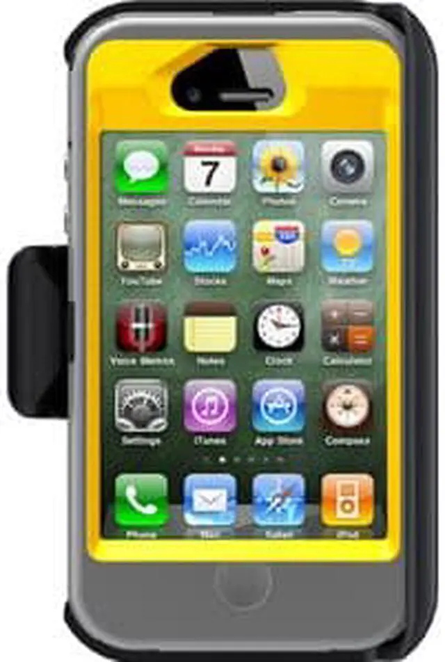 Alt view image 7 of 10 - OtterBox Defender Series f/iPhone 4/4S - Sun Yellow/Gunmetal Grey