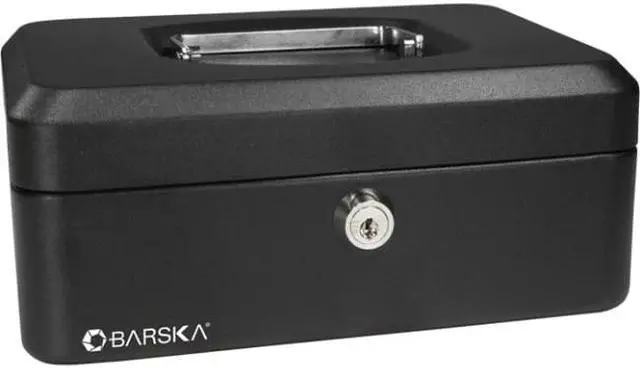 Alt view image 3 of 19 - 8 Inch Black Cash Box with Key Lock