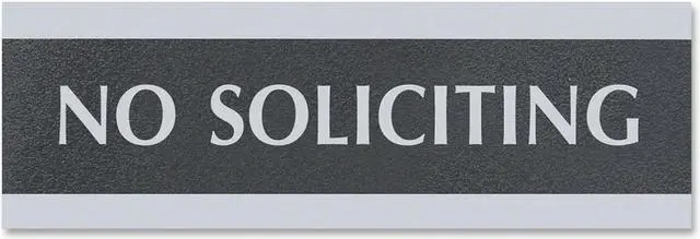 Alt view image 2 of 5 - Headline Sign Century Series Office Sign NO SOLICITING 9 x 3 Black/Silver 4758