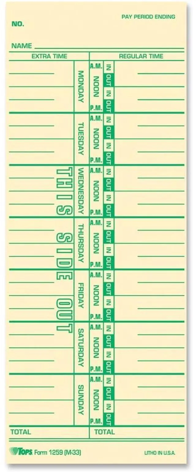 Alt view image 3 of 3 - Tops Named Days Time Cards