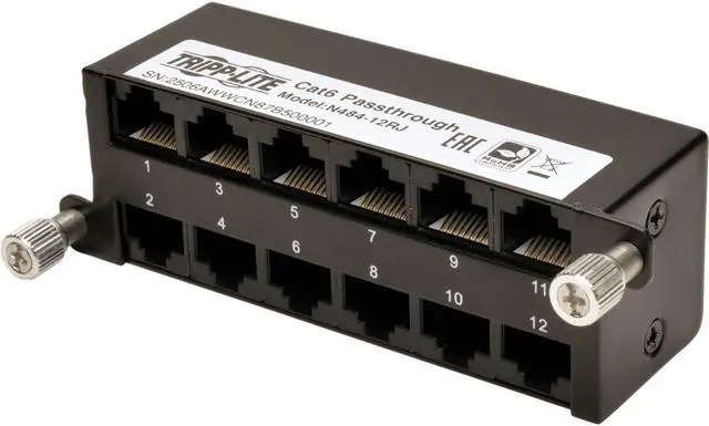 Alt view image 3 of 20 - Tripp Lite Cat6a Pass-Through Cassette - (x12) RJ45 (N484-12RJ)