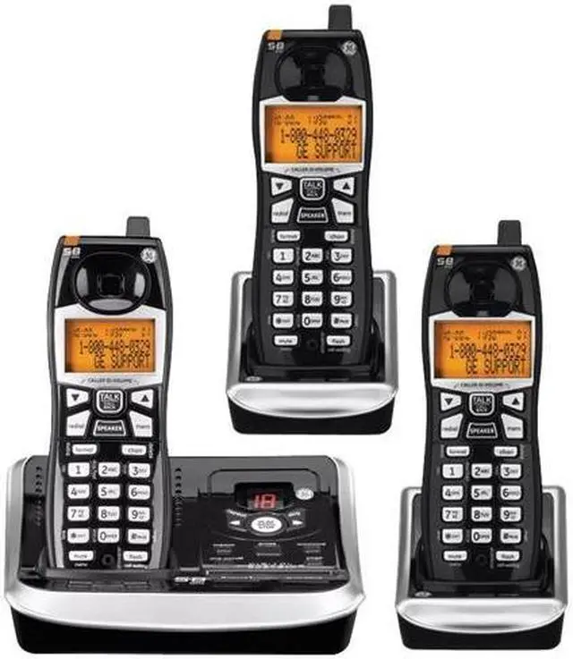 Alt view image 5 of 5 - GE 25942EE3 5.8 GHz Analog 3X Handsets Edge Cordless Phones Integrated Answering Machine