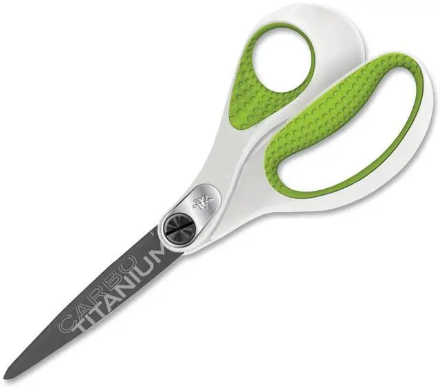 Alt view image 2 of 9 - Westcott Carbo Titanium Bonded Scissors 8" Long Straight Handle White/Green