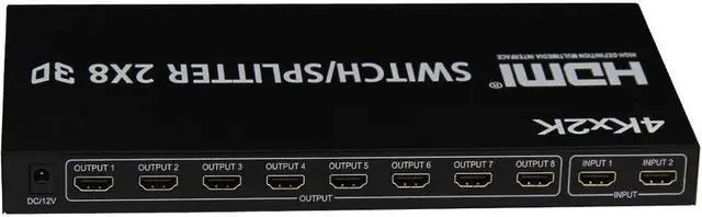 Alt view image 2 of 9 - 4XEM 2x8 Port HDMI Splitter\Switcher Supports 3D 4K/2K
