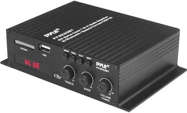 Alt view image 8 of 10 - Pyle PFA220BT Bt Amp Mini Blue Series 120W Mp3/Usb/Sd/Lcd Display/Remote