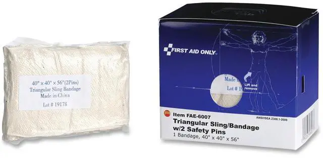 Alt view image 3 of 14 - First Aid Only Triangular Sling/Bandage, 40” x 40” x 56”, 2 Safety Pins/1 Bandage/Box