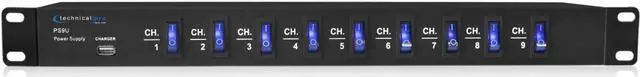 Alt view image 3 of 12 - Technical Pro Rack Mount Power Supply with 5V USB Charging Port PS9U
