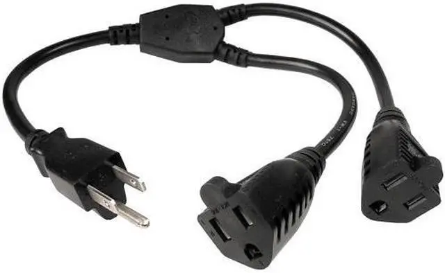 Alt view image 2 of 3 - Power Extension Cord, Y Splitter, 1 ft