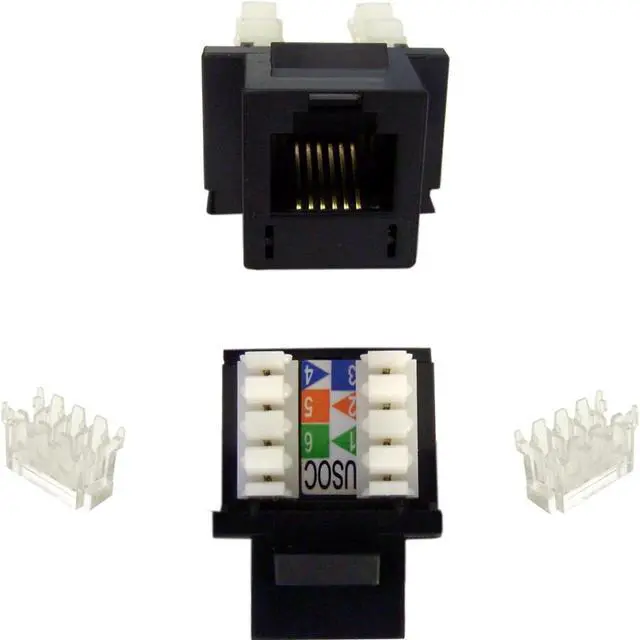 Alt view image 2 of 4 - Cable Wholesale Keystone Insert, Phone / Data Jack, RJ11 / RJ12 Female to 110 Type Punch Down - Black