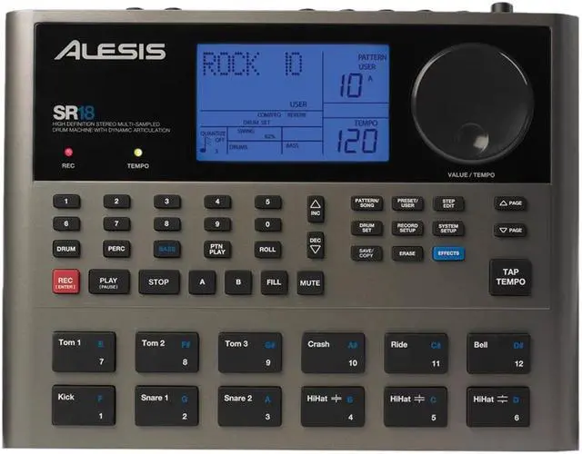 Alt view image 7 of 13 - Alesis SR-18 Professional Drum Machine Drum Machine