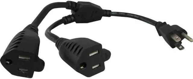 Alt view image 2 of 3 - Comprehensive CPWR-ADPT2 Universal AC Power Splitter Extension 1 ft., Black