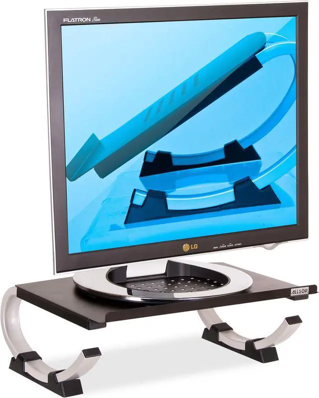 Alt view image 3 of 17 - Allsop Redmond Adjustable Laptop Stand, Vented Curved Sturdy Metal Ergonomic Riser (30498)