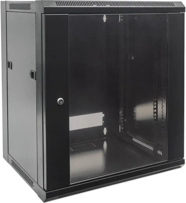 Alt view image 4 of 15 - Intellinet 19" Wallmount Cabinet, 6U, 450 mm (17.7 in.) Depth, Flat Pack, Black - OEM