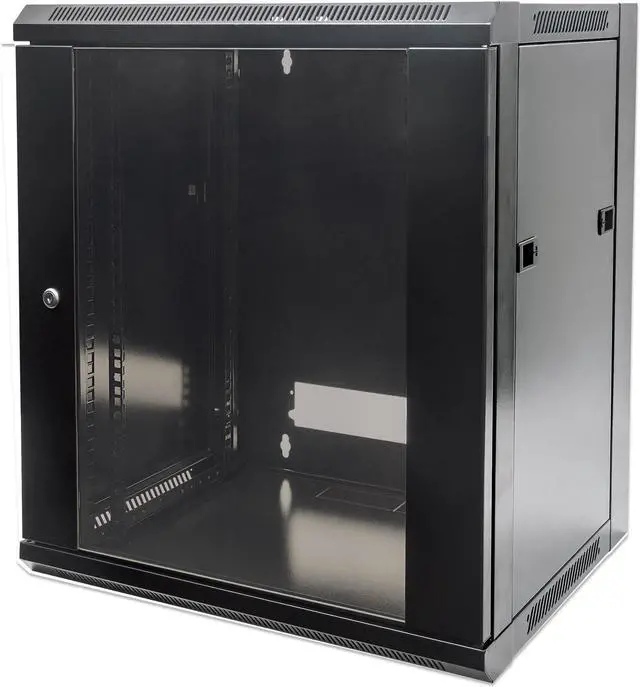 Alt view image 5 of 15 - Intellinet 19" Wallmount Cabinet, 6U, 450 mm (17.7 in.) Depth, Flat Pack, Black - OEM