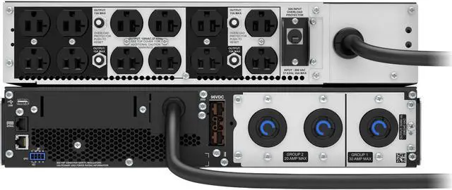 Alt view image 3 of 5 - APC SRT3000RMXLT-5KTF Smart-UPS On-Line, 3kVA, Rackmount 4U, 208V, 12x 5-20R+2x L6-20R NEMA outlets, SmartSlot, W/ transformer 208V to 120V, W/ rail kit