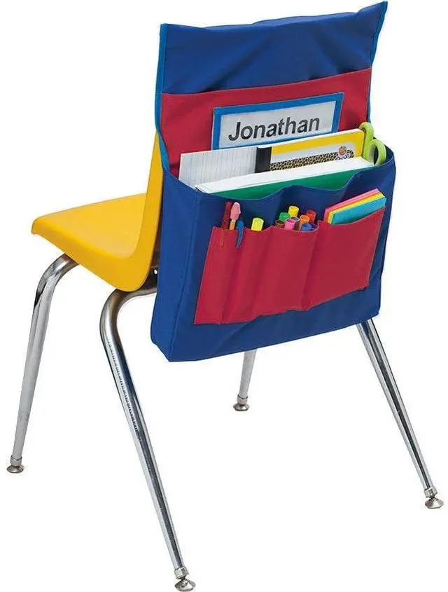 Alt view image 2 of 7 - Pacon Child Storage Pocket Chart - 18.50" Height x 15.50" Width x 2.50" Depth - 6 Pocket(s) - Polyester - Blue