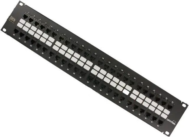 Alt view image 3 of 4 - LEVITON TELCOM 5G270U48 CAT5E PRELOADED PATCH PANEL BLACK 48 PORT