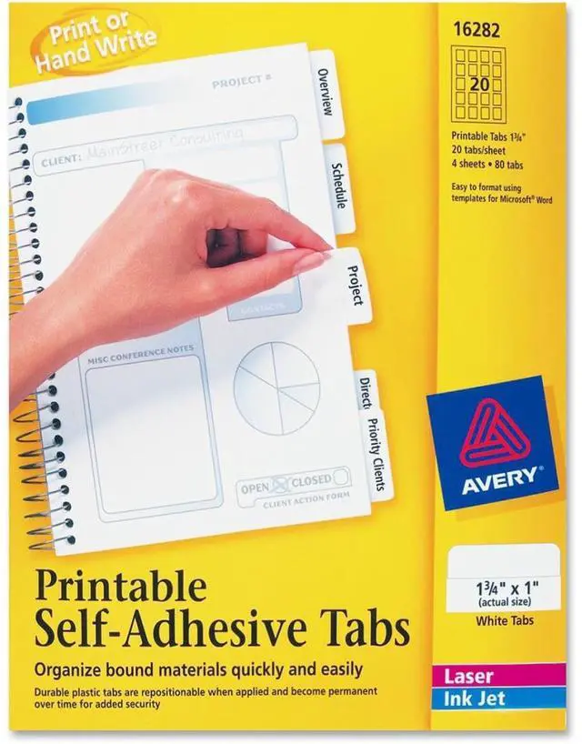 Main image of Avery Printable Self-adhesive Plastic Tabs