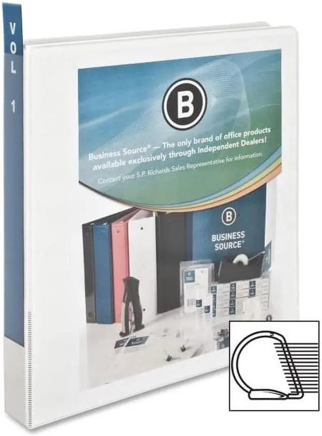 Alt view image 3 of 6 - Business Source D-Ring Binder w/ Pockets 1" Capacity White 28440