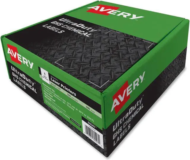 Alt view image 2 of 2 - Avery UltraDuty GHS Chemical Labels, Permanent Adhesive, Waterproof, UV Resistant, 8-1/2" x 11", 500 Labels (60507)