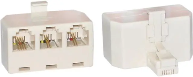 Main image of Cable Wholesale RJ11-RJ12, Line 1, Line 2, Line 1 + 2, 1 Plug to 3 Jack T Adaptor