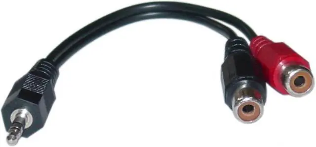 Alt view image 2 of 4 - Cable Wholesale RCA to Stereo adapter 2 x  RCA Female / 1 x 3.5mm Stereo Male 6 inch