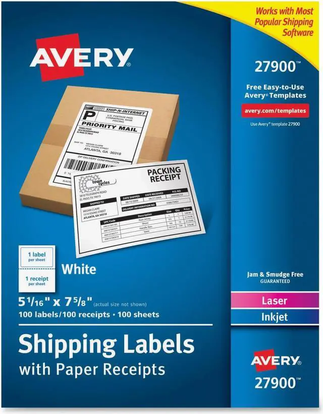 Main image of Avery Paper Receipt White Shipping Labels