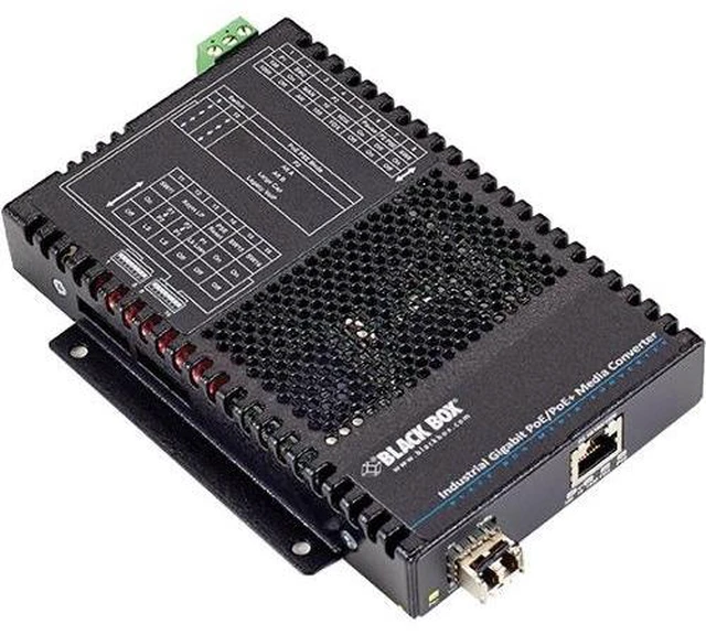Main image of Black Box PoE+ Industrial Gigabit Ethernet Media Converter, SFP