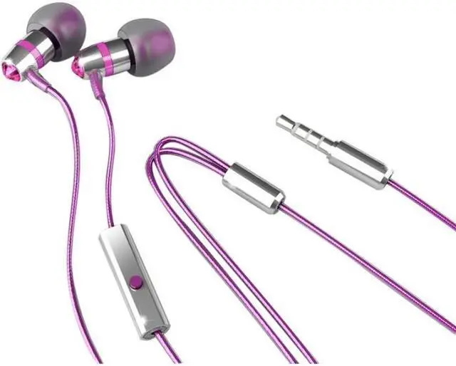 Alt view image 4 of 20 - Mee audio Pink  EP-M11J-PK-MEE  3.5mm  Connector In-Ear Headphones with Microphone Made with Swarovski Crystals
