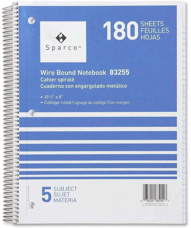 Main image of Sparco Wirebound College Ruled Notebooks