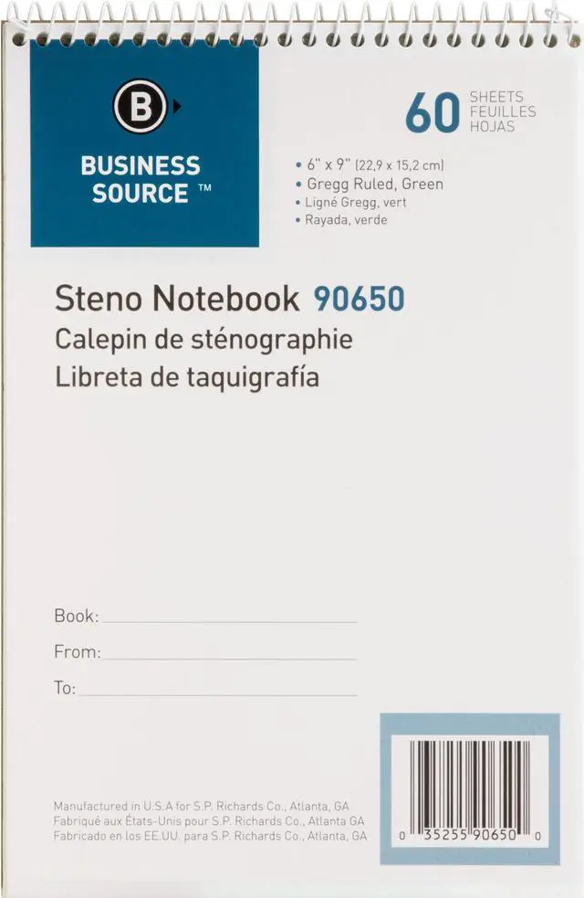 Alt view image 2 of 2 - Business Source Green Tint Steno Notebook