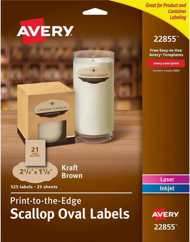 Main image of Avery Kraft Brown Scalloped Labels