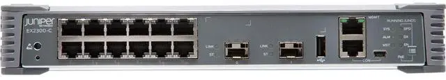 Main image of Juniper EX2300-C Compact Ethernet Switch - 12 Ports - Manageable - Gigabit Ethernet, 10 Gigabit Ethernet - 10/100/1000Base-T, 10GBase-X - 3 Layer Supported - Modular EX2300-C-12P-TAA