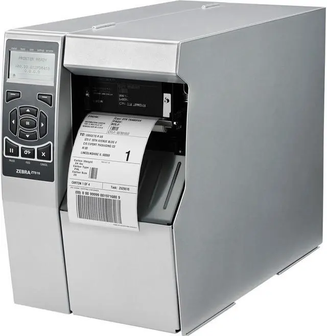 Main image of Zebra ZT510 Thermal Transfer Label Printer, 4", 203 dpi, US Cord, Serial, USB, Gigabit Ethernet, Bluetooth LE, Rewind, Mono, ZPL - ZT51042-T210000Z