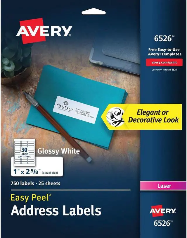 Main image of Avery Easy Peel High Gloss White Mailing Labels