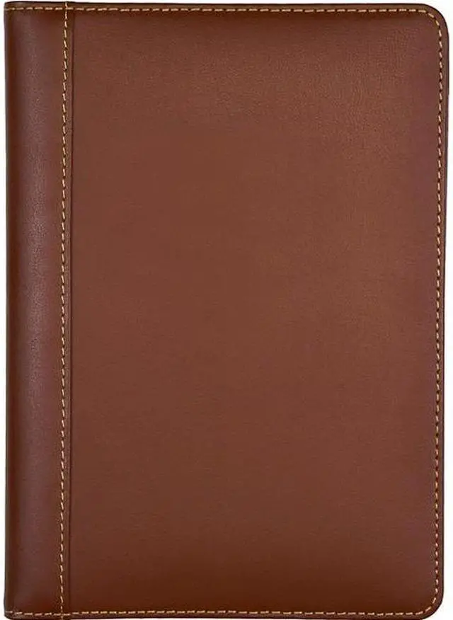 Main image of Samsill Contrast Stitch Leather Padfolio 6 1/4w x 8 3/4h Open Style Brown 71736