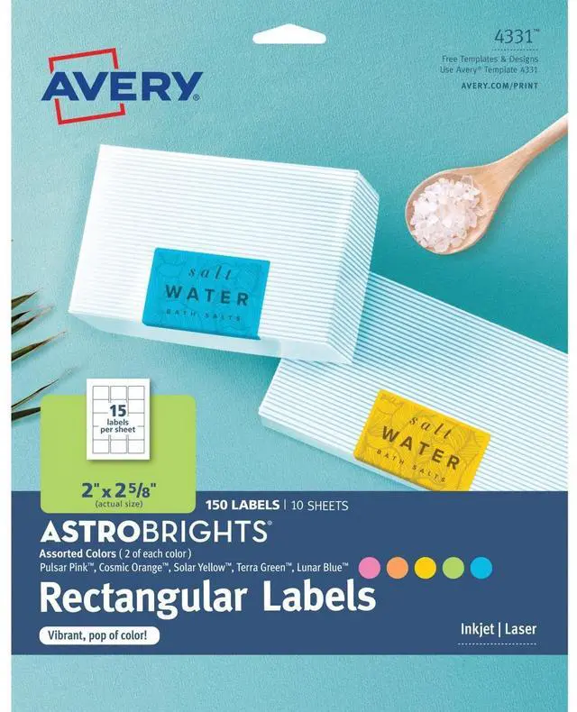 Main image of Avery&reg Astrobrights Color Easy Peel Labels