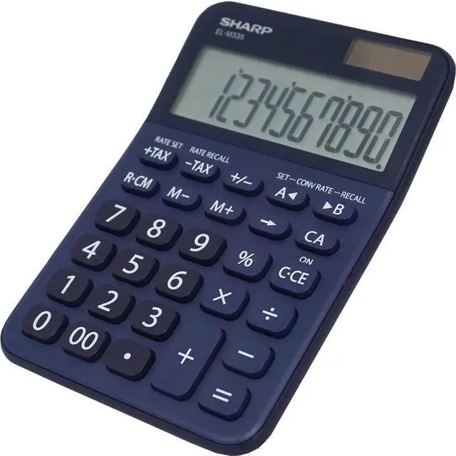 Alt view image 2 of 14 - Sharp ELM335BBL Desktop Calculator 10-Digit LCD Blue