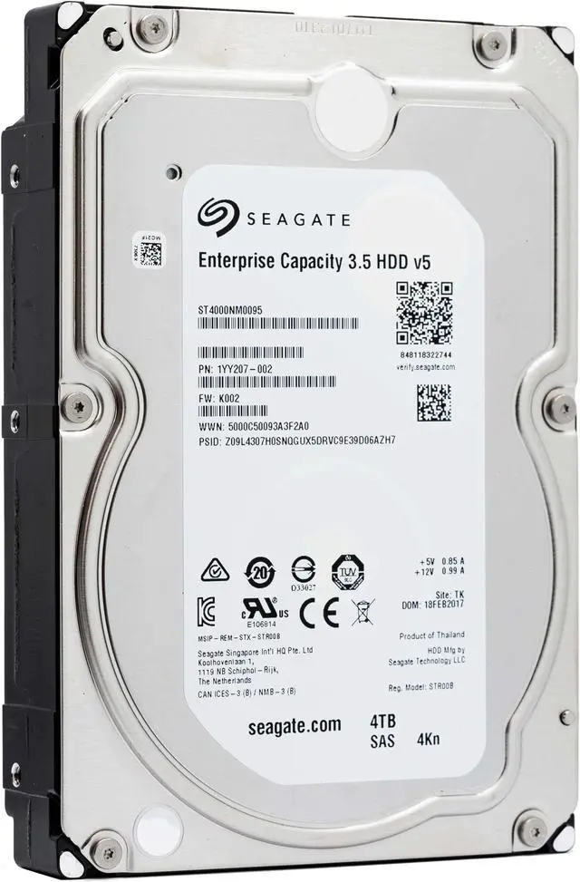 Alt view image 5 of 5 - Seagate Enterprise Capacity 3.5'' HDD 4TB 7200 RPM 4Kn SAS 12Gb/s 128MB Cache Internal Hard Drive ST4000NM0095