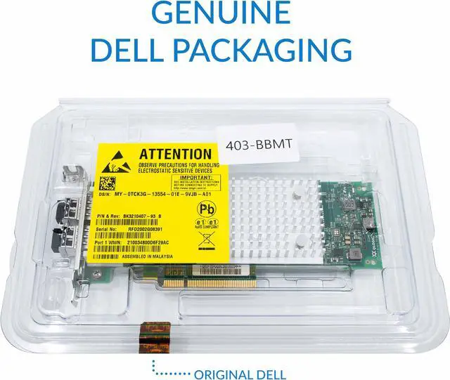 Alt view image 2 of 6 - QLogic 2692 Dual Port 16Gb Fibre Channel HBA, Low Profile - 0TCK3G BK3210407 403-BBMT CK9H1 WVT0T P0TRP QLE2692