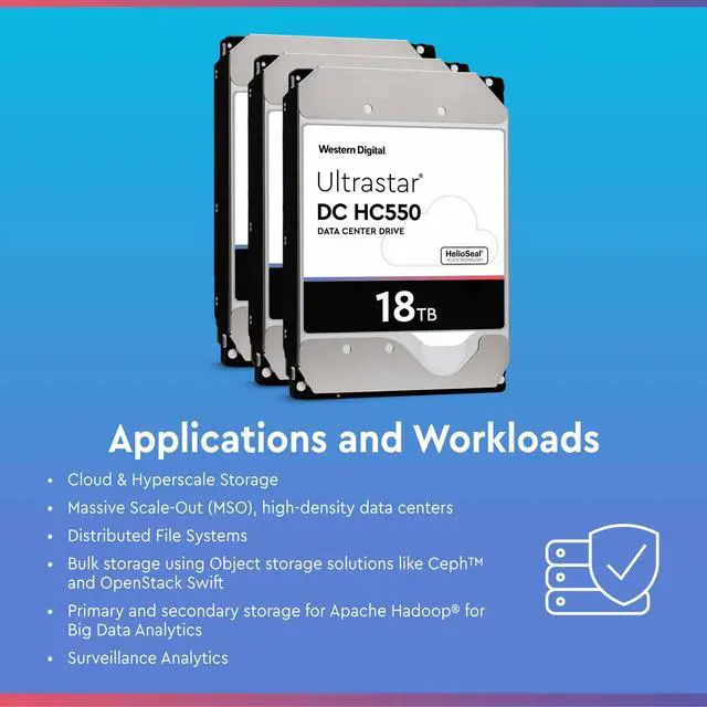 Alt view image 5 of 20 - WD Ultrastar DC HC550 18TB Hard Drive 3.5" Internal 512MB SATA 7200 RPM 512E SE NP3 DC HC550 0F38459 (WUH721818ALE6L4)